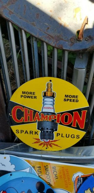 Old Vintage 1957 Champion Spark Plug Porcelain Sign Pitt Hollywood Dicaprio