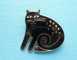 Vintage Laurel Burch Goldtone " Keshire Cat " Pin / Pendant (black) Too Cool
