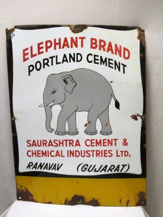 Vintage Elephant Brand Portland Cement Sign Board Porcelain Enamel Advertising "