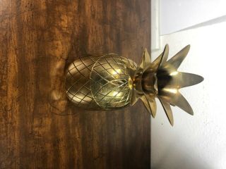 VINTAGE MADE IN INDIA SOLID BRASS PINEAPPLE CANDLE HOLDER BRASS EXCHANGE 9” Tall 2