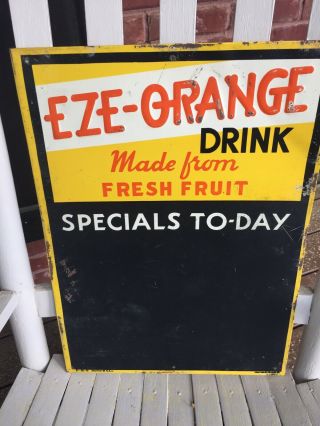 Vintage Stout Eze - Orange Drink Menu Chalkboard Embossed Tin Soda Sign
