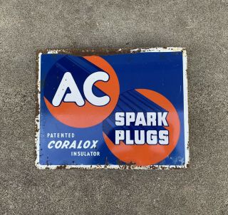 Vintage 1950 Ac Spark Plugs Flange Sign,  Real Deal