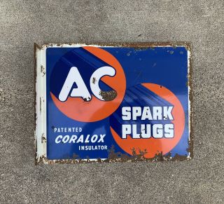 Vintage 1950 AC Spark Plugs Flange Sign,  REAL DEAL 2
