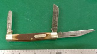 Vintage Schrade Old Timer 340t 3 - Blade Folding Pocket Knife