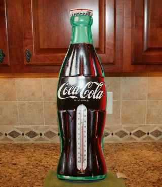 Vintage Coca Cola Coke Bottle Thermometer 29 Inches