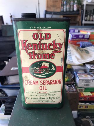 Old Kentucky Home Cream Separator Oil Can 1/4 Gallon Size