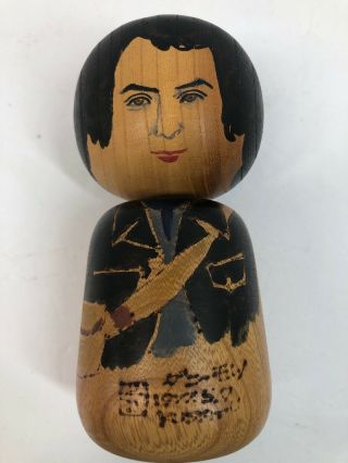 Unique Hand Painted Japanese Kokeshi Style Wooden Doll 6.  5” High