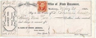 Civil War 1863 Samuel Hastings,  Wisconsin Treasurer,  Signed Allotment Fund Draft