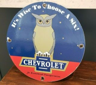 Vintage Style Chevrolet Porcelain Gas Six Cylinders Trucks Service Station Sign
