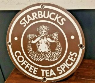 Vintage Style Starbucks Porcelain Gas Cola Coffee Tea Old Service Store Sign