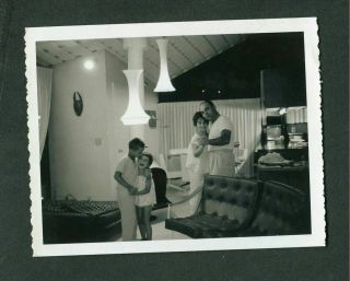 Vintage Polaroid Photo Family Portrait Space Age Mid Cent Home Interior 398019