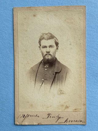 1863 ID Amasa L Clapp 42nd Reg OHIO Infantry CDV PHOTO Signed CIVIL WAR SOLDIER 2