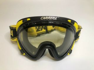 Vintage Carrera Yellow Black Racing Goggles Motocross Ski Snowboarding