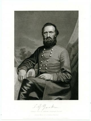Thomas J Jackson " Stonewall ",  Confederate General/civil War/kia,  Engraving 8724