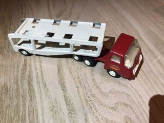 Vintage Tonka White And Red Toy Semi Car Carrier.