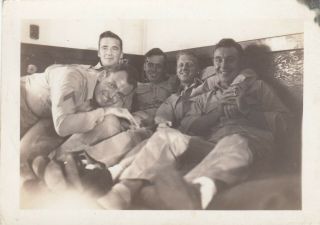 Vintage Photo Group Of Affectionate Men Soldiers Hugging Sitting On Lap Gay Int