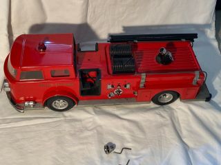 25” Vintage Buddy L Texaco Fire Chief Pressed Steel Fire Truck & Has The Ladders