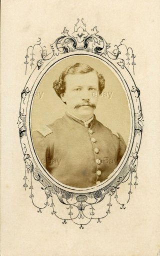 Civil War Soldier Cdv Photo 1st Captain Officer St Louis Missouri Revenue Stamp