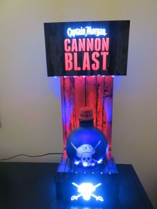 Captain Morgan Cannon Blast Rum Lighted Bar Back Display Stand Bottle Glorifier