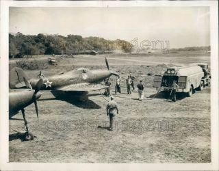 1943 Press Photo Us Fighter Planes On Airfield In Panama Wwii