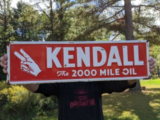 Large Old Vintage Kendall The 200 Mile Oil Heavy Metal Sign Gas Motor Gasoline