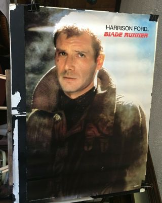 Rare Blade Runner Harrison Ford 1982 Vintage Movie Poster 27” X 38”