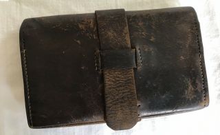 Us Civil War Era Wallet Leather Quadfold 1800’s