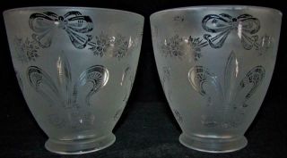 Vintage Glass Chandelier / Pendant Lamp Shades Fleur De Lis Motif 2 1/4 "