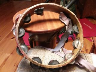 Vintage Made In Pakistan Tambourine 10” Double Row Jingles 9 Pairs