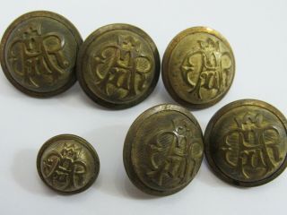 6 Antique Gar Grand Army Of The Republic Civil War Veteran 23mm Brass Buttons