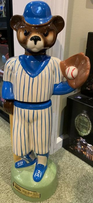 1985 Jim Beam Chicago Cub Baseball Mascot 17” Decanter Cubby