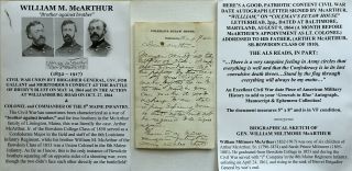 Civil War General Colonel 8th Maine Infantry Mcarthur Autograph Letter Signed 64