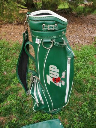 Rare Vintage Ron Miller Usa 7up Golf Bag With Rain Cover