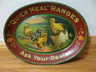 Rare Antique " Quick Meal " Ranges Tip Tray - Great Litho Advertising