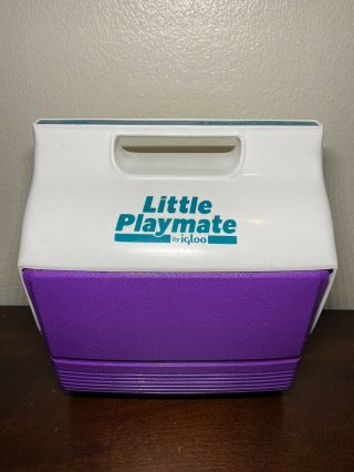 Vintage Igloo Little Playmate Teal Purple White Cooler