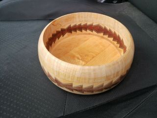 Vtg Phil Portrey Signed Handmade Wooden Bowl Native American Style,