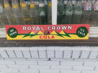 C.  1940s Vintage Drink Rc Cola Royal Crown Soda Metal Sign R C Door Plate Rare