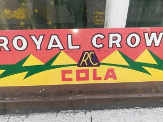 c.  1940s Vintage Drink RC Cola Royal Crown Soda Metal Sign R C Door Plate RARE 3