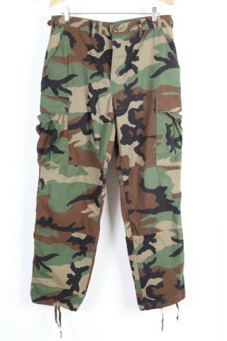 Vintage Us Army Woodland Camouflage Bdu Combat Cargo Pants Usa Mens Medium Reg