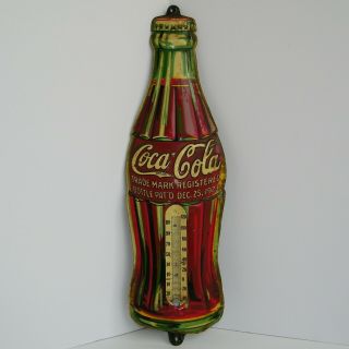 Vintage 1934 Coca Cola Tin Metal Sign Christmas Bottle 1923 No Thermometer Rare
