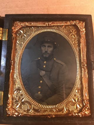 Civil War Soldier Tintype Ninth Plate Union Forever Case Berg 1 - 128