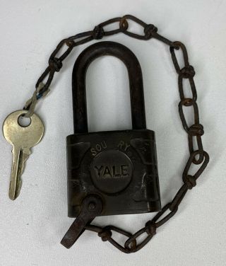 Antique Vintage Yale Lock With Key