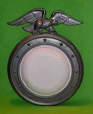 Vintage Cast Metal Silver Federal American Eagle Wall Mirror / Frame.  17 1/4 " H