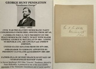 Civil War Pro - Slavery Congressman Oh Vice President Cand 1864 Autograph Signed