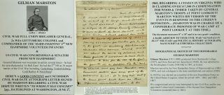 Civil War General Gettysburg Colonel 2nd Nh Infantry Cw Dispute Letter Signed 65