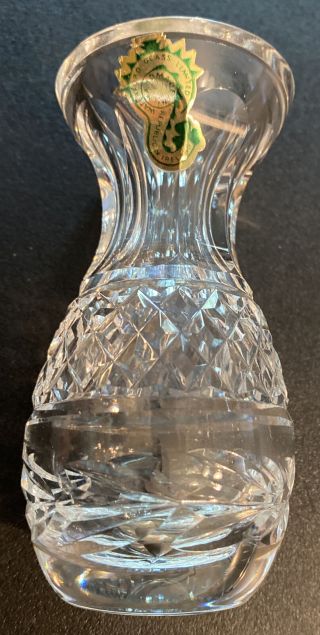 Vintage Waterford Crystal Cut Glass Vase 3 - 3/4 " Tall With Seahorse Label