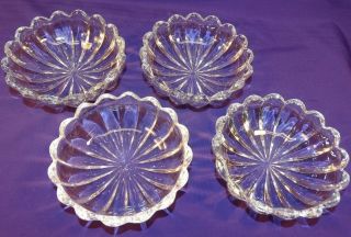 Set Of 4 Vintage Heisey Glass Crystolite 4 3/8 " Dessert Nappy Bowls Signed