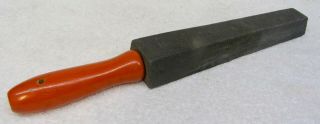 Vintage Carborundum Stone Brand No.  57 Knife Sharpener Tool W/ Red Wood Handle