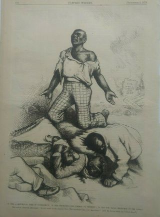 Vintage Print Nast 1876 Civil Rights " Is This Equal Protection Of The Law? "