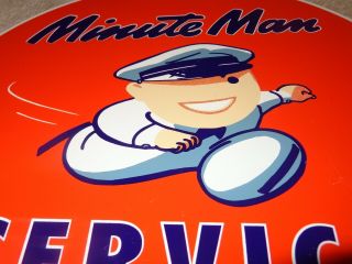 Vintage Union 76 Minute Man Service 11 3/4 " Porcelain Metal Gasoline & Oil Sign